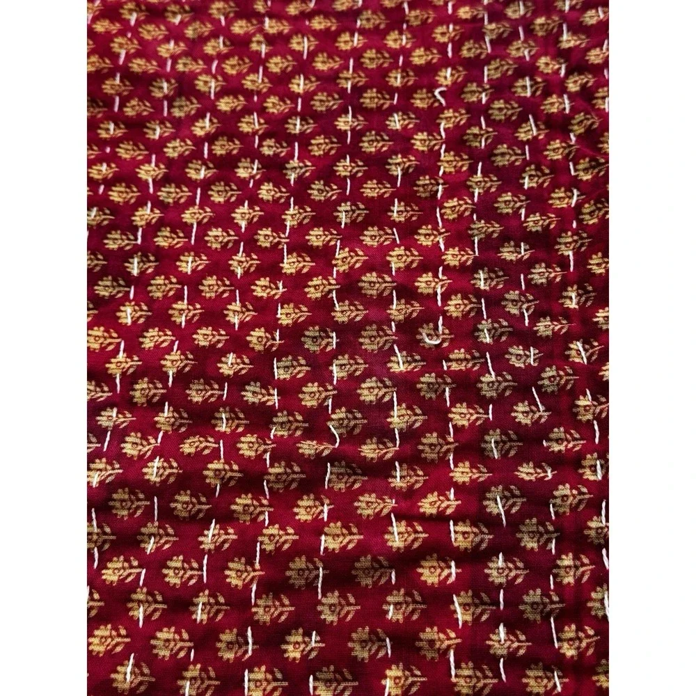 Handmade Kantha Quilt Throw Blanket Reversible Parchwork Boho Cottagecore 48x86